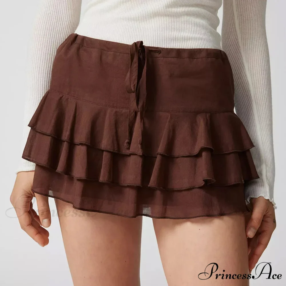 Warm Solid Frilled Tiered Skirt - Image 4