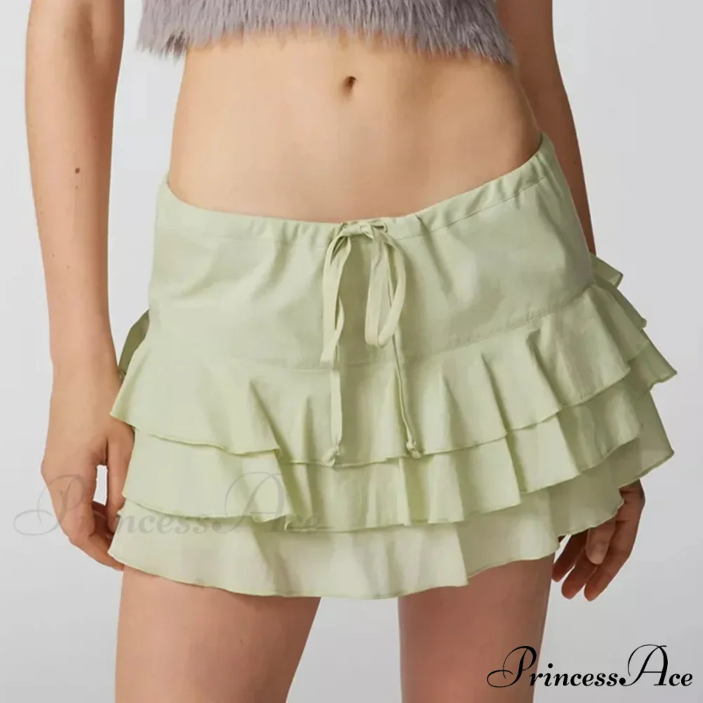 Warm Solid Frilled Tiered Skirt - Image 5