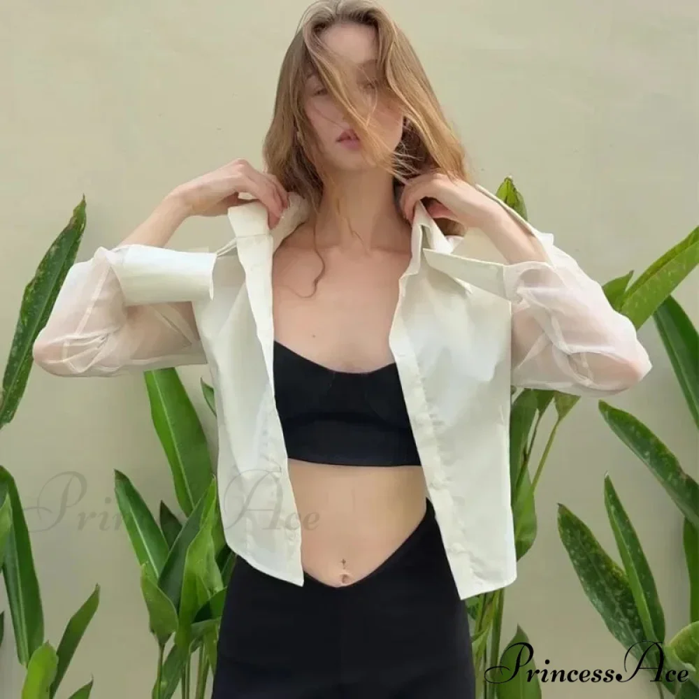 Warm Weather Transparent Slim Blouse - Image 4