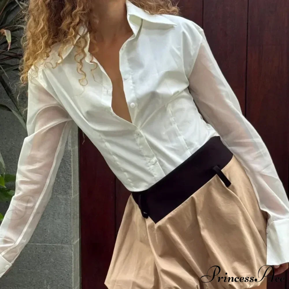 Warm Weather Transparent Slim Blouse - Image 5