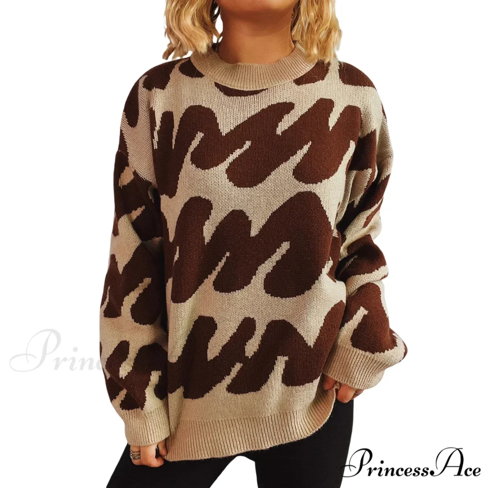 Wave Line Print Crew Neck Cozy Jumper - Image 10