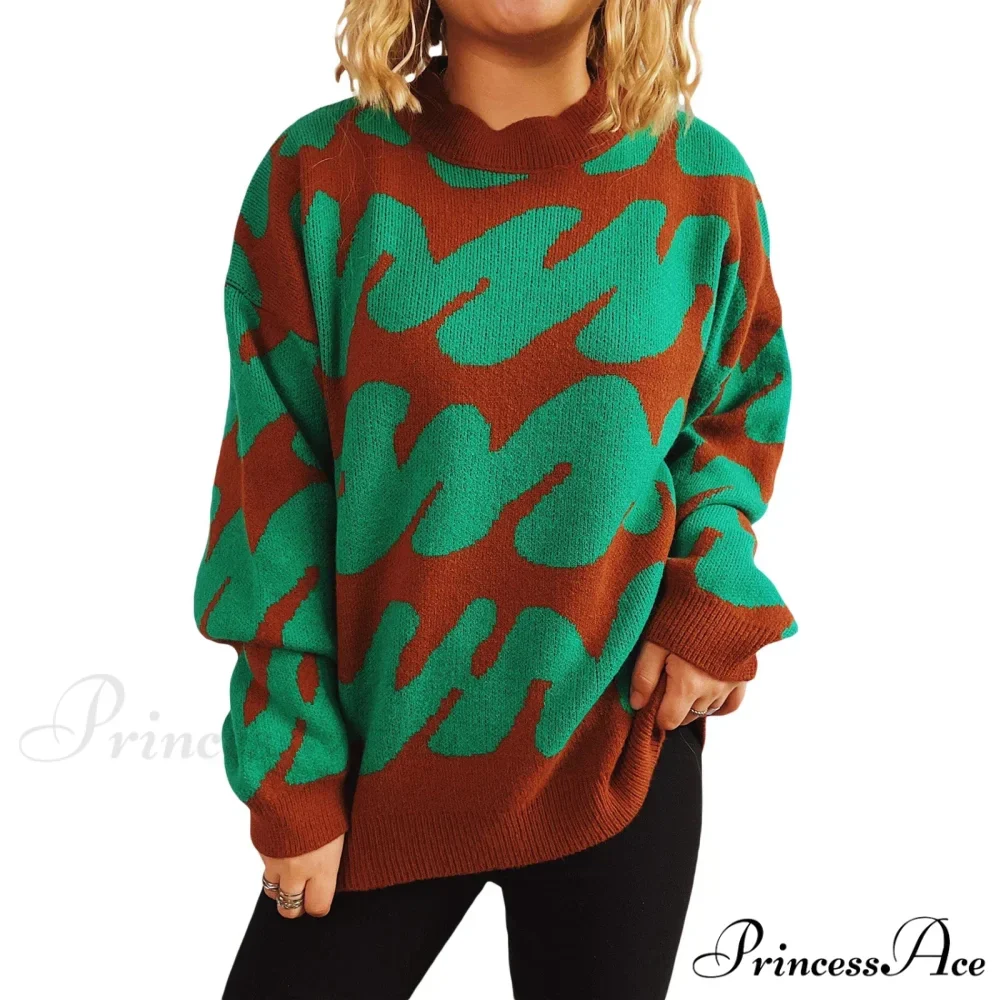 Wave Line Print Crew Neck Cozy Jumper - Image 5