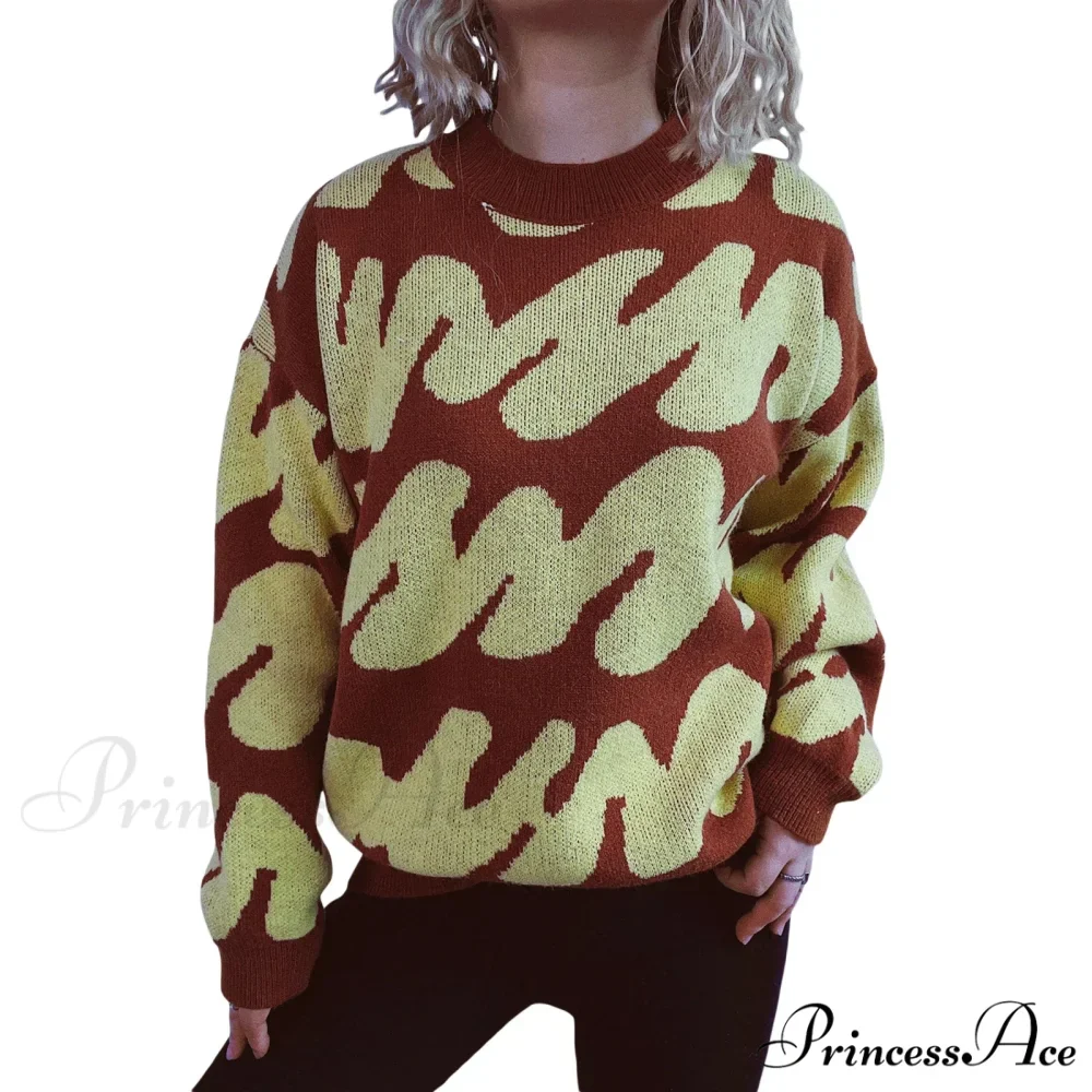 Wave Line Print Crew Neck Cozy Jumper - Image 9