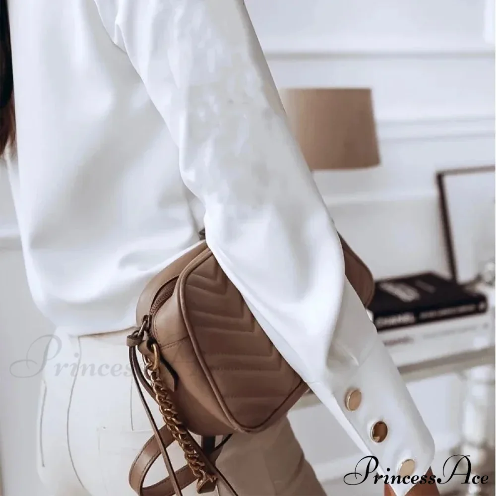 White and Black Extended Sleeve Informal Blouse - Image 4