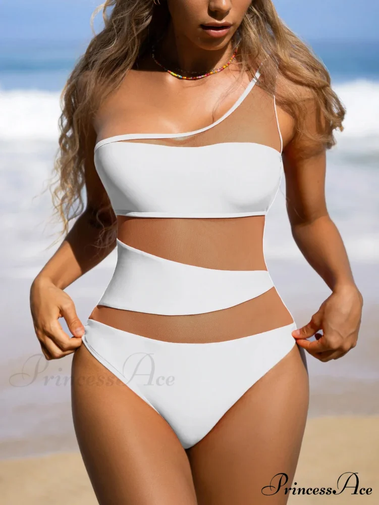 White Bathing Suit Korean Style Single Piece - Image 3