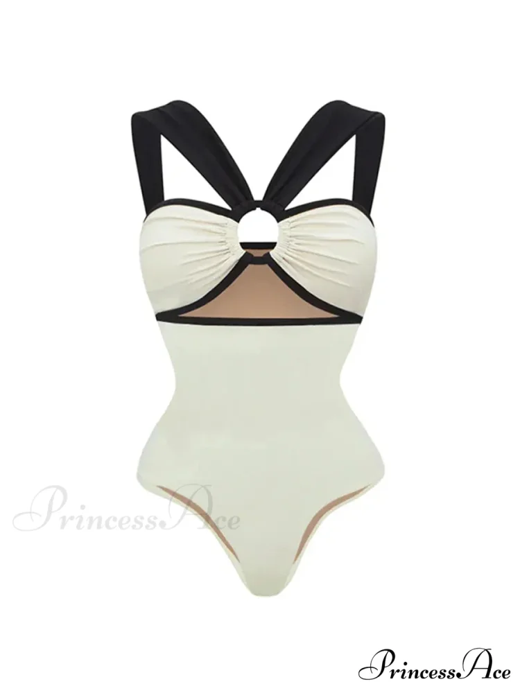 White Cut-out Fashionable Swimsuit One Piece - Image 9