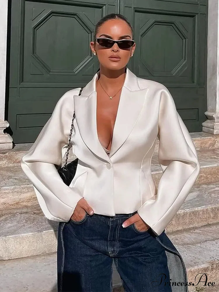 White Deep-neck Jacket Brief Coat - Image 5