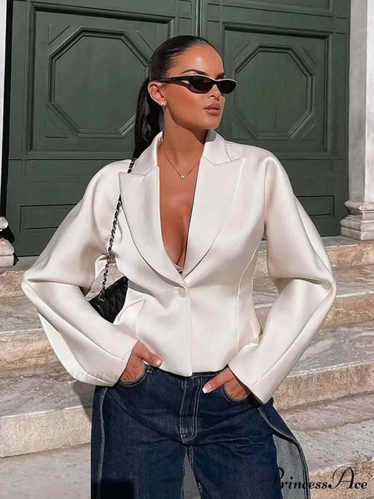 White Deep-neck Jacket Brief Coat - Image 6