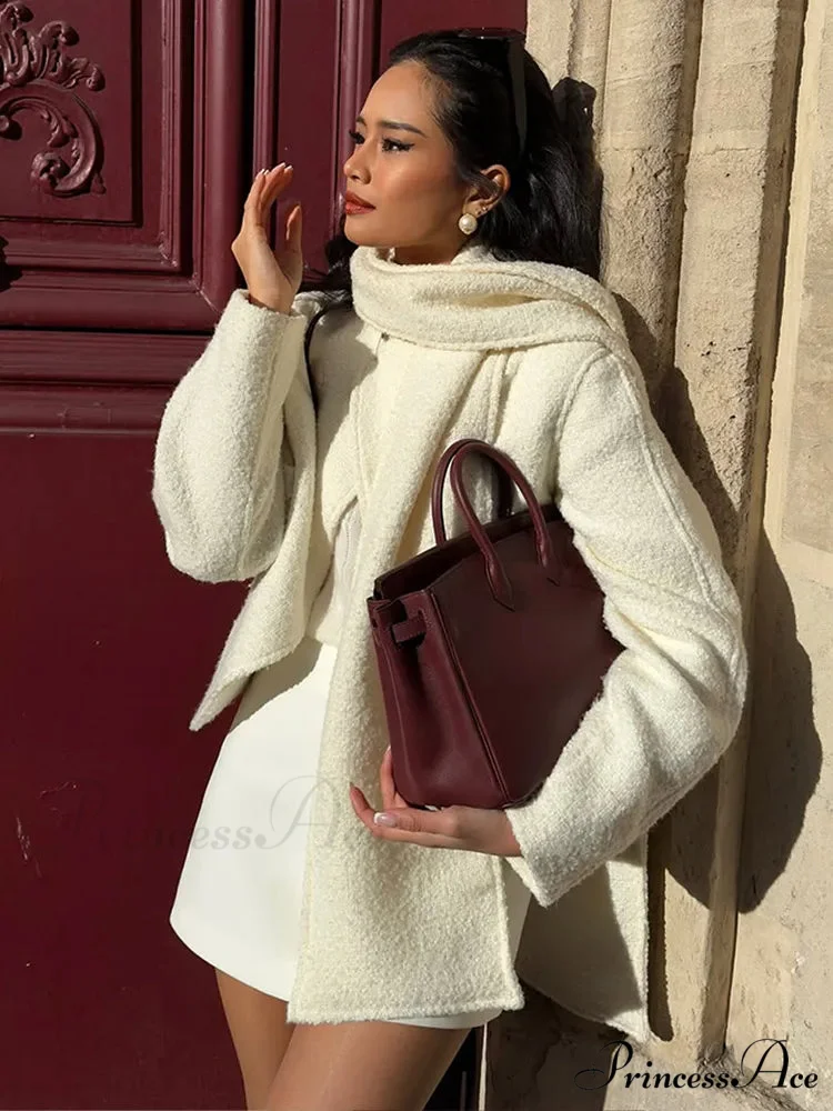 White Dual Pocket Woolen Overcoat - Image 6