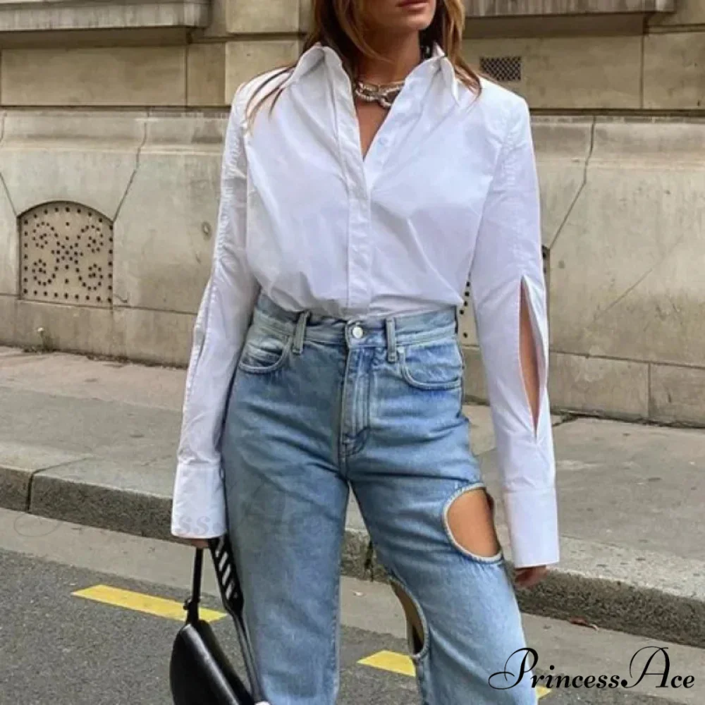 White Informal Ivory Blouse Workplace Woman Blouse - Image 2