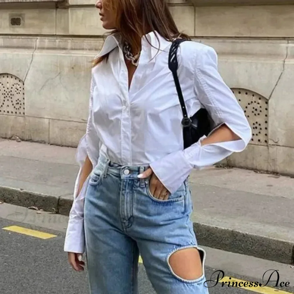 White Informal Ivory Blouse Workplace Woman Blouse - Image 4