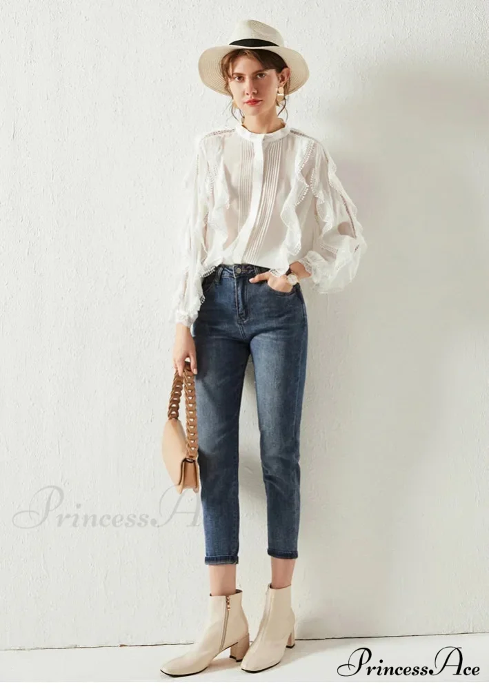 White Layered Frills Cut Out Cotton Boho Top - Image 5