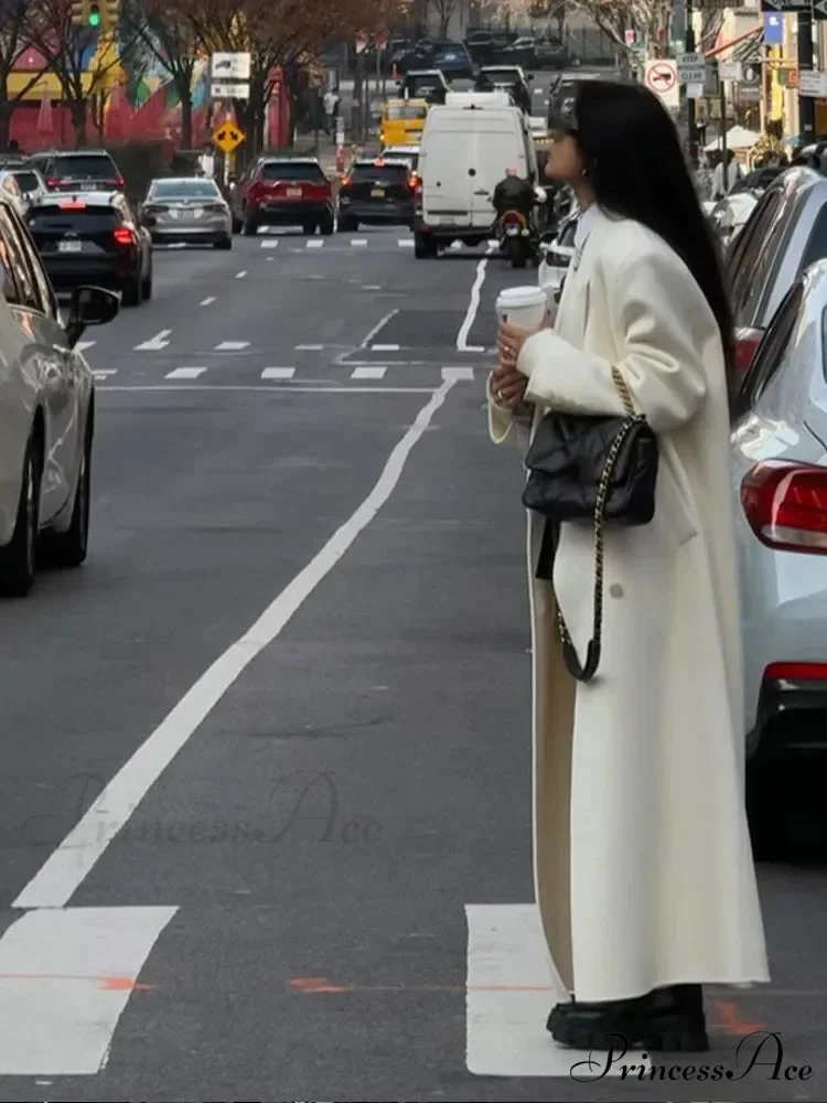 White Lowered Collar Cozy Coat - Image 3