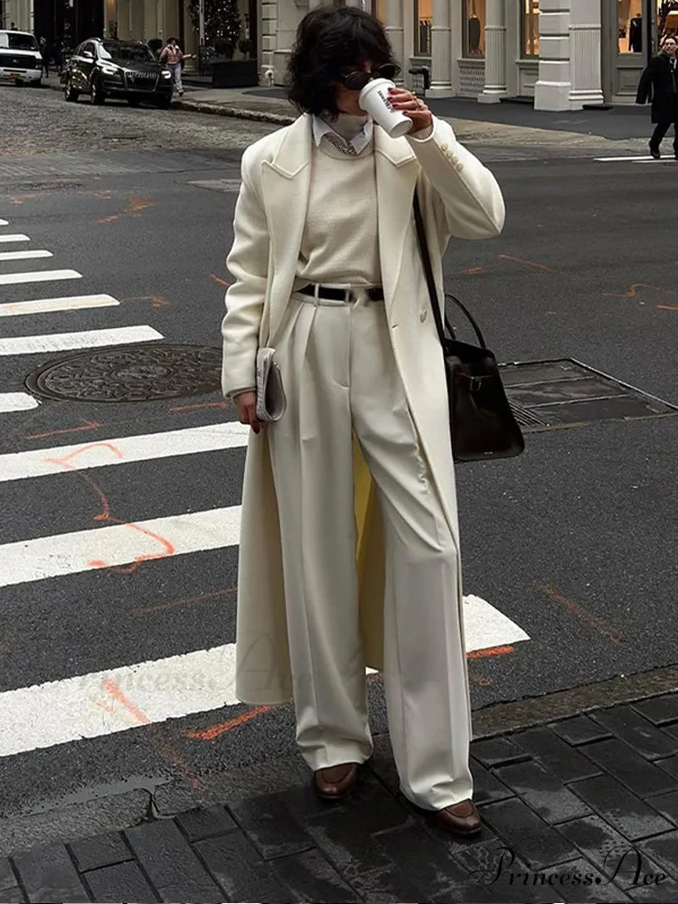 White Lowered Collar Cozy Coat - Image 7