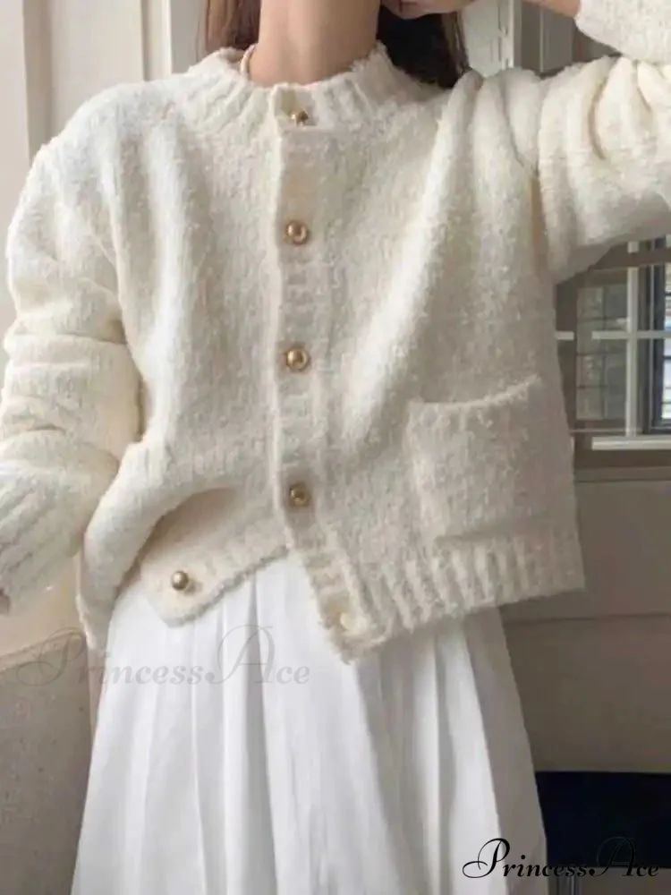 White Single Breasted Cardigan - Image 2