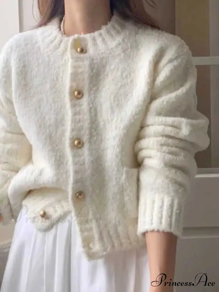 White Single Breasted Cardigan - Image 4