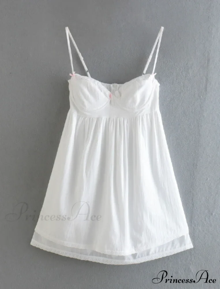 White Spliced Embroidery Lace Bra Corset Mini Dress - Image 3