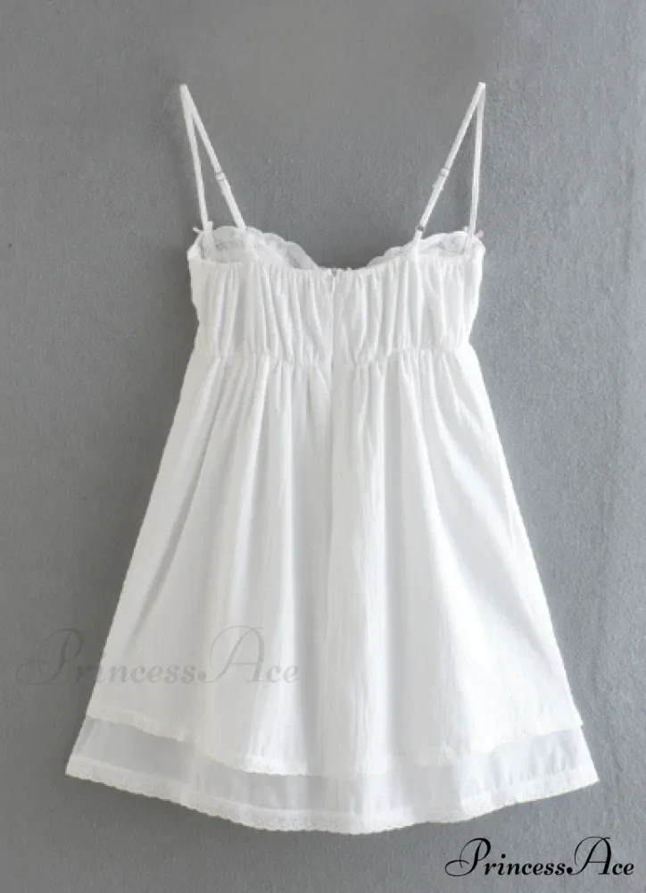 White Spliced Embroidery Lace Bra Corset Mini Dress - Image 4