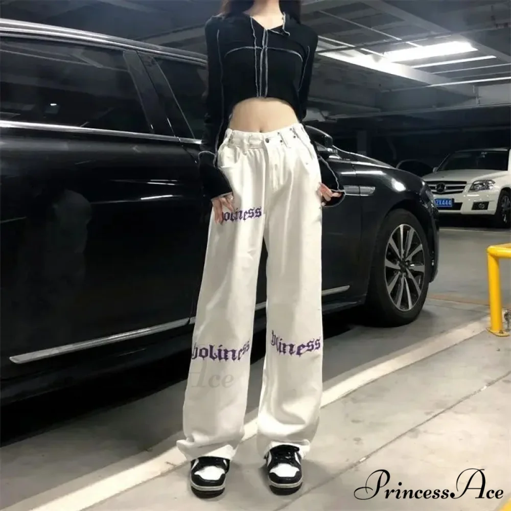 White Tall Waist Urban Pants - Image 2