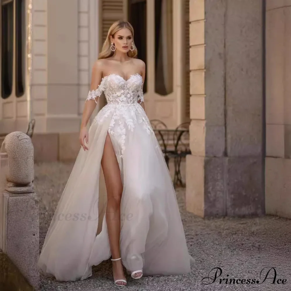 White Transparent Rear Lace Mermaid Wedding Gown - Image 3
