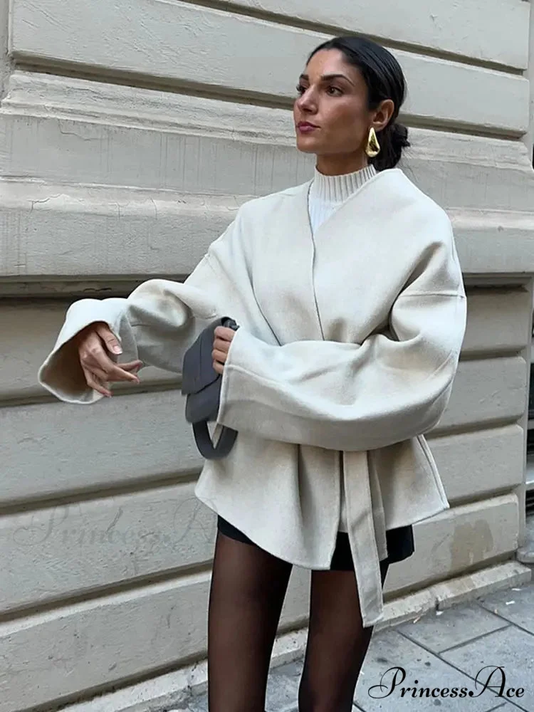 White Woolen Brief Jacket - Image 5
