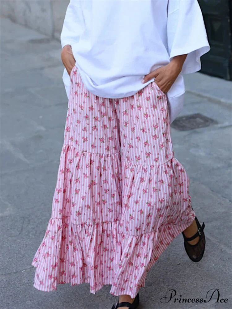 Wide Banded Patterned Stretchy High Rise Trouser - Image 5