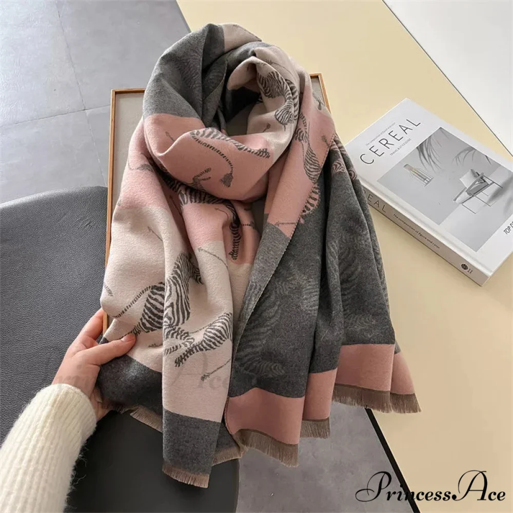 Winter Floral Cashmere Wrap Scarf - Image 2