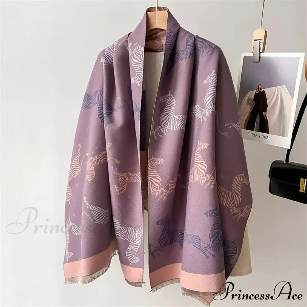 Winter Floral Cashmere Wrap Scarf - Image 3