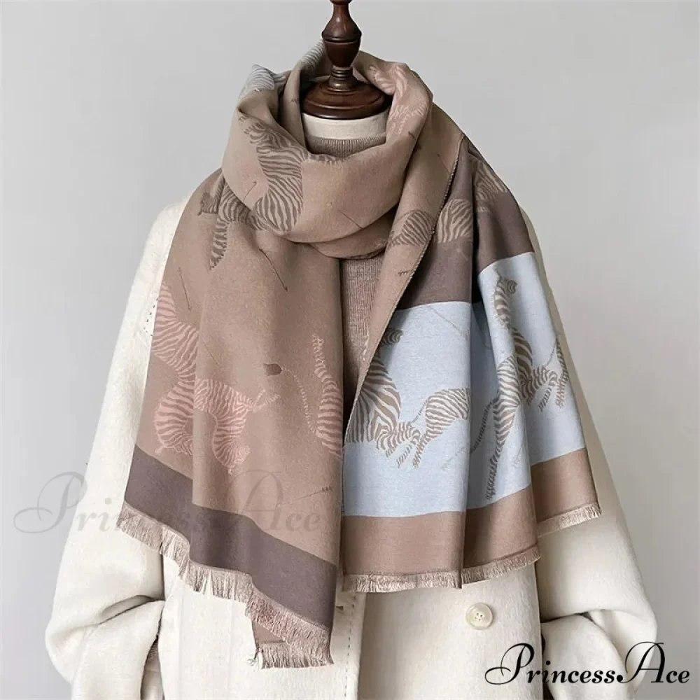 Winter Floral Cashmere Wrap Scarf - Image 4