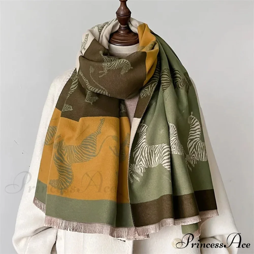 Winter Floral Cashmere Wrap Scarf - Image 5