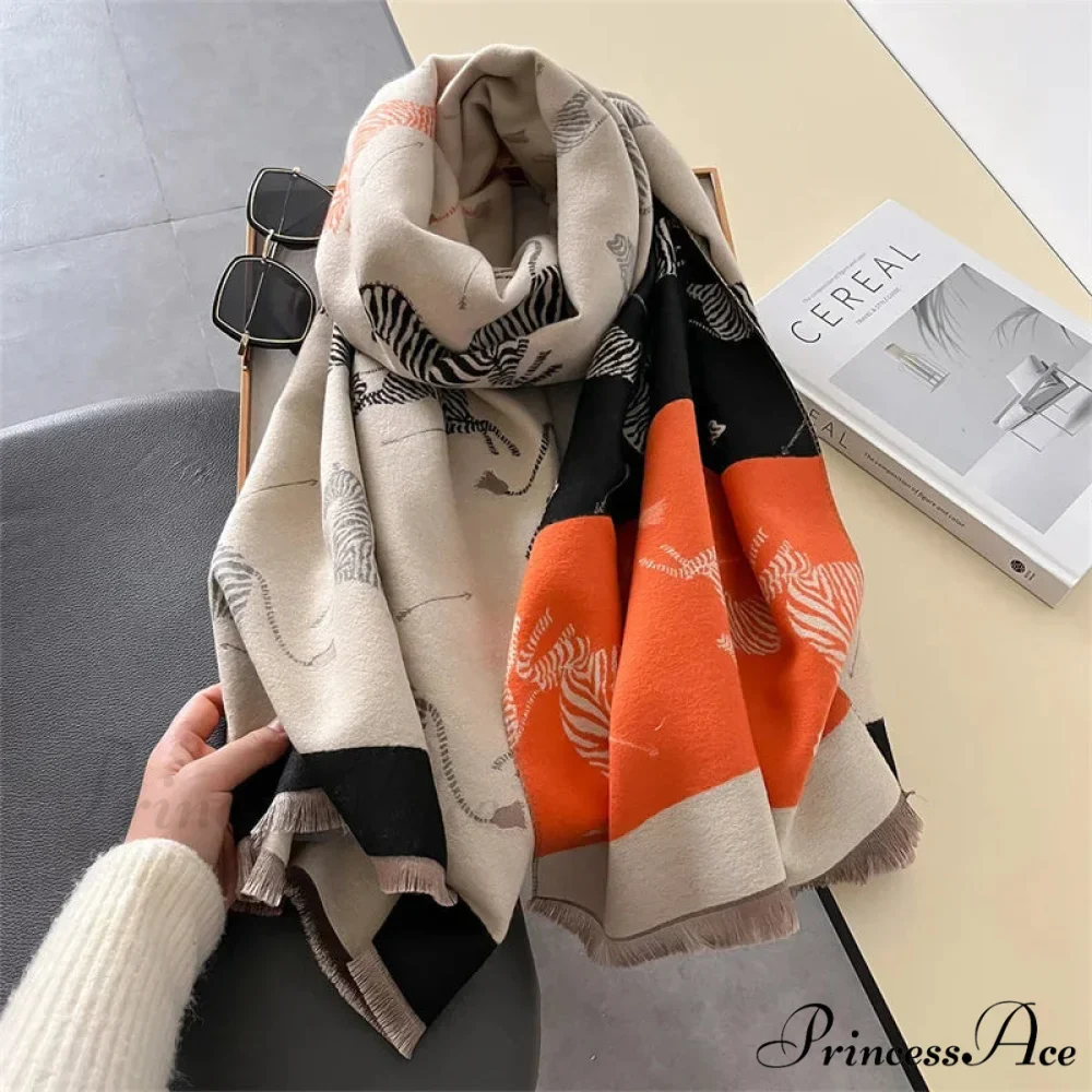 Winter Floral Cashmere Wrap Scarf - Image 6
