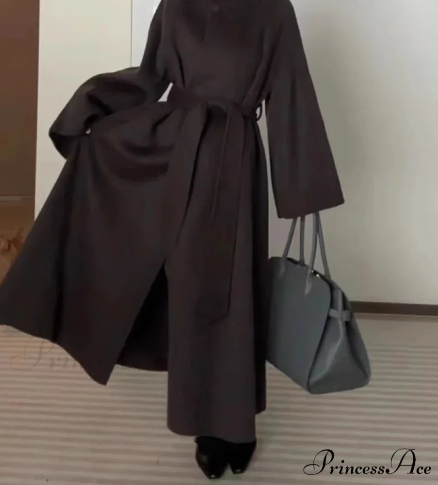 Winter Wool Strap Lace-Up Overcoat - Image 3