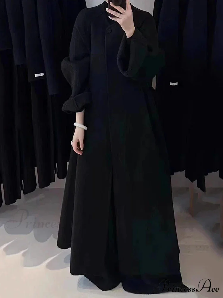 Winter Wool Strap Lace-Up Overcoat - Image 4