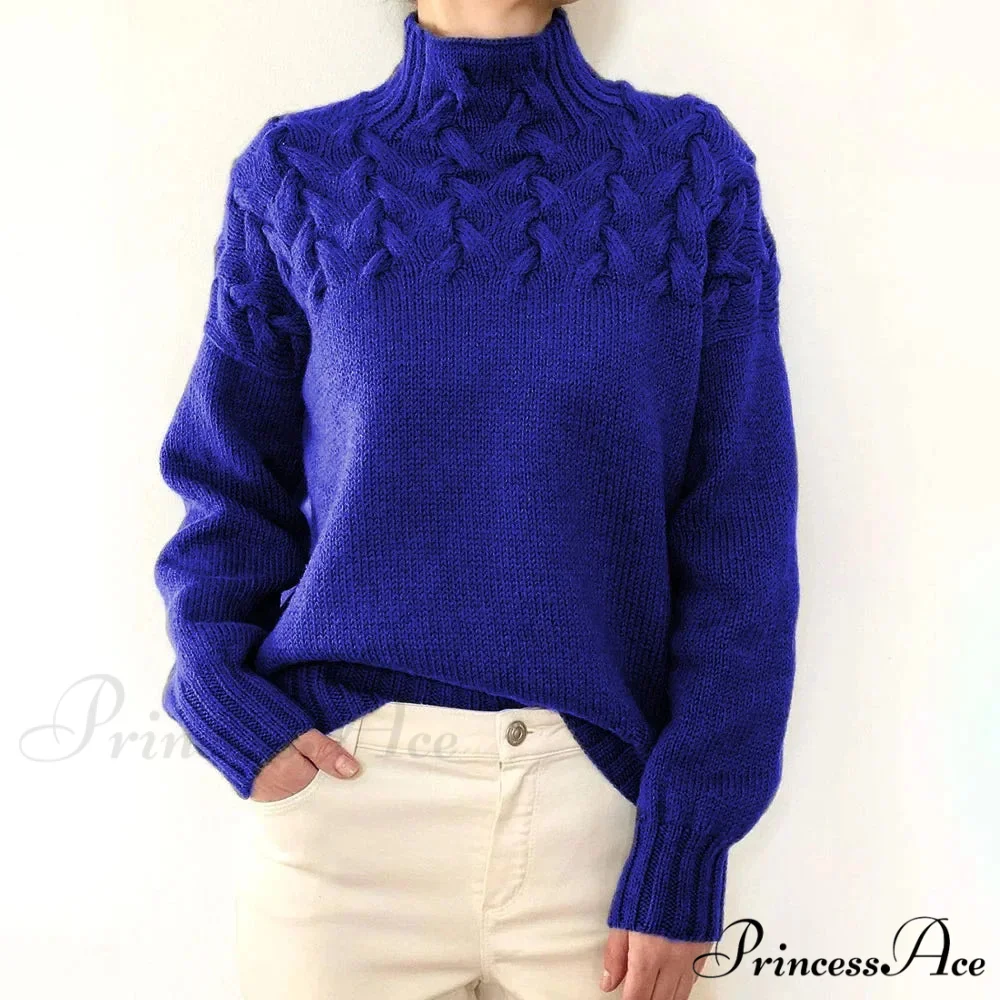 Wired Cable Knit High Neck Monochrome Jumper - Image 10