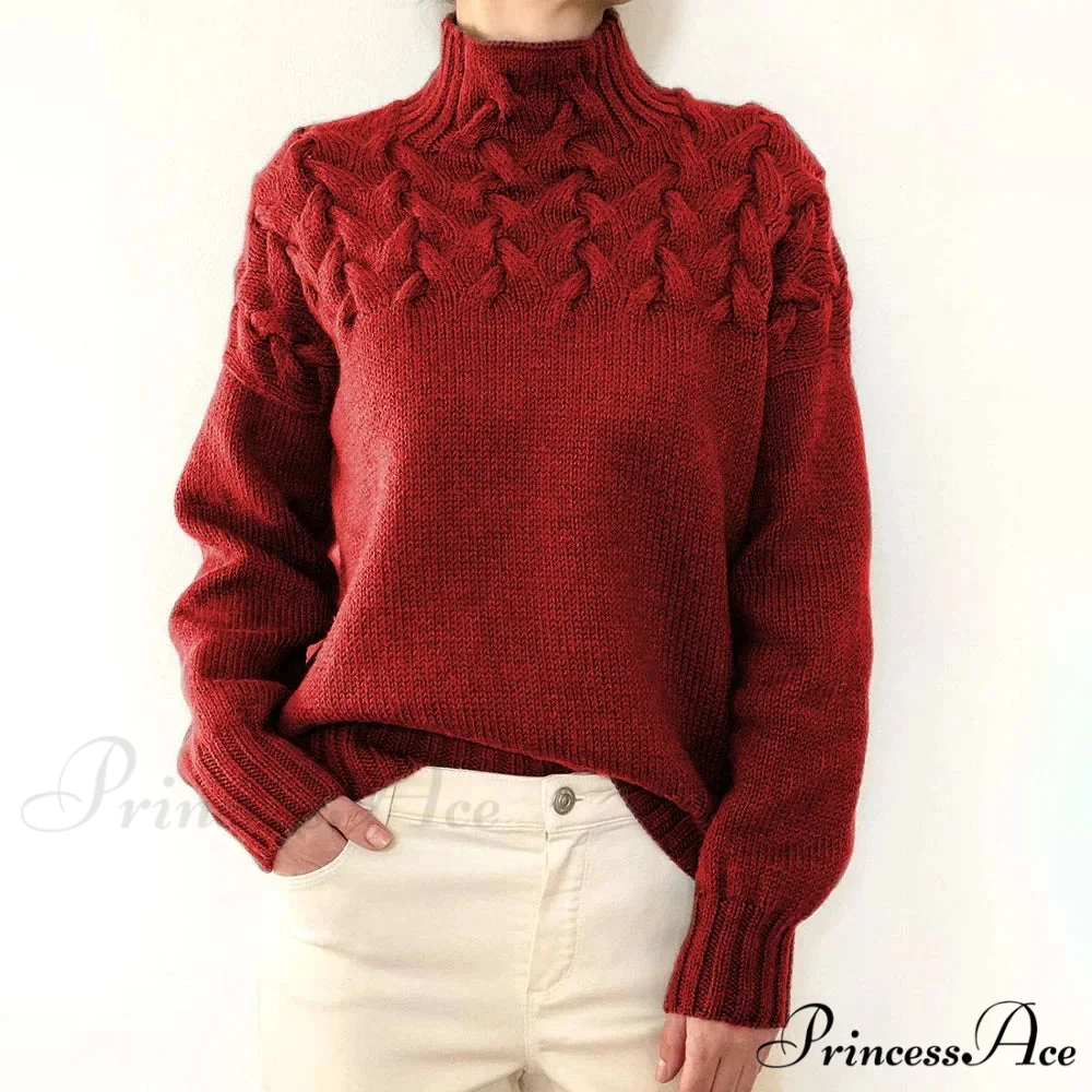 Wired Cable Knit High Neck Monochrome Jumper - Image 12