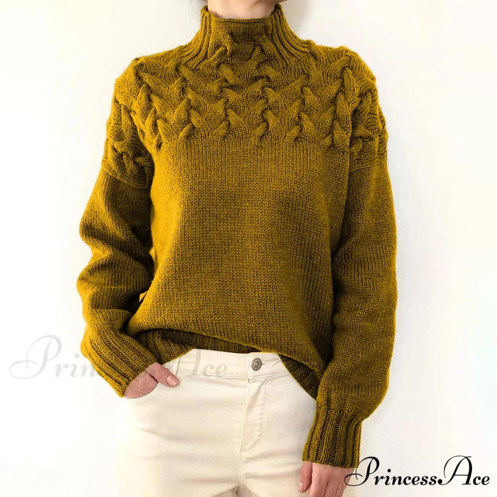 Wired Cable Knit High Neck Monochrome Jumper - Image 17