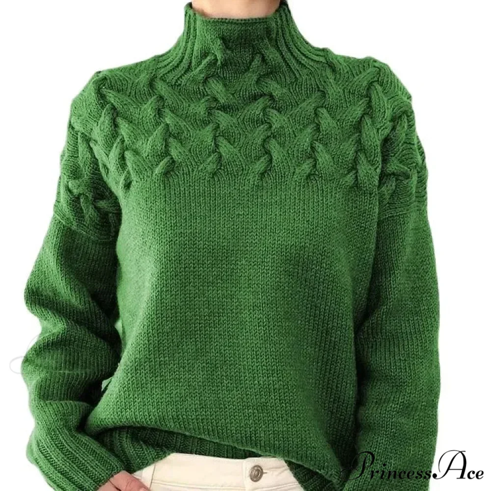 Wired Cable Knit High Neck Monochrome Jumper - Image 5