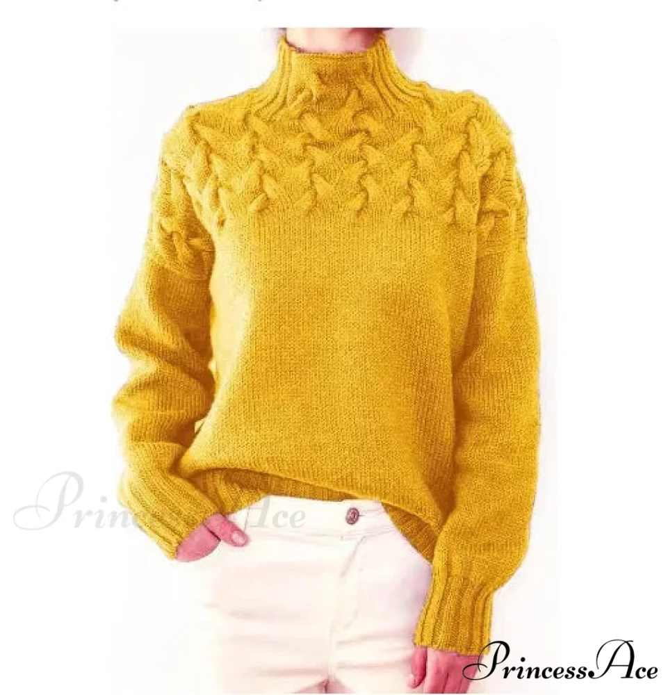Wired Cable Knit High Neck Monochrome Jumper - Image 6