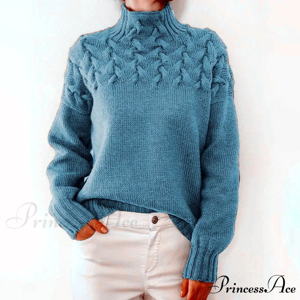 Wired Cable Knit High Neck Monochrome Jumper - Image 7