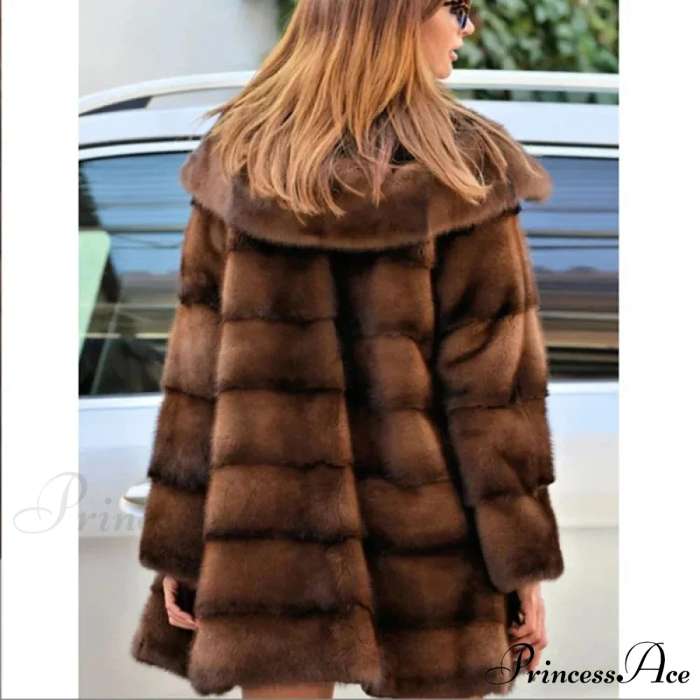Women's Mink Hooded Lengthy Coat - Image 3