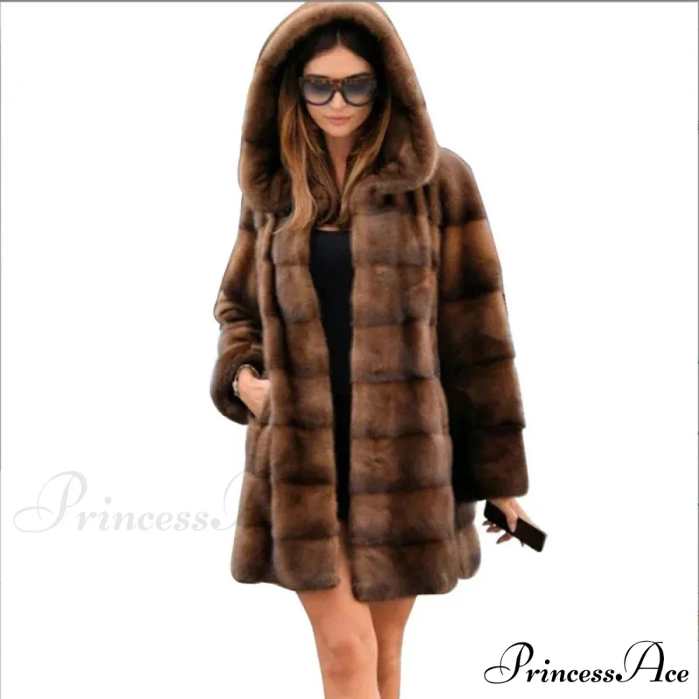 Women's Mink Hooded Lengthy Coat - Image 5