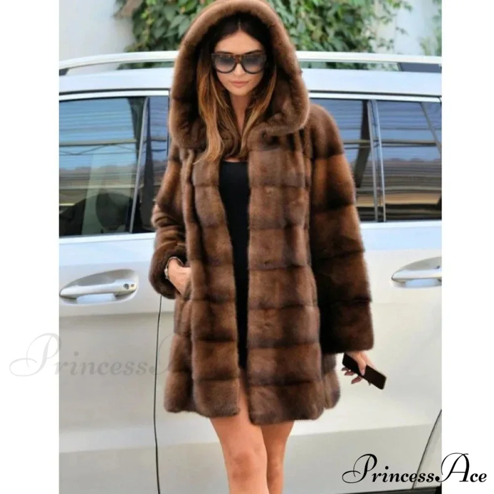 Women's Mink Hooded Lengthy Coat - Image 6