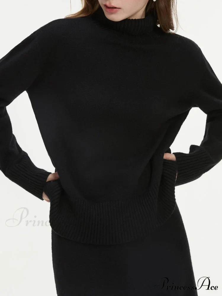 Wool Charcoal Turtleneck Jumper Skirt Jumper - Image 2