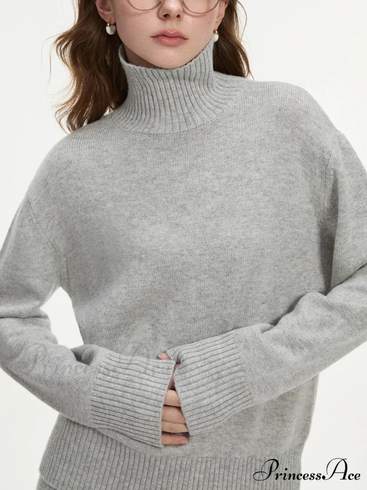 Wool Charcoal Turtleneck Jumper Skirt Jumper - Image 4
