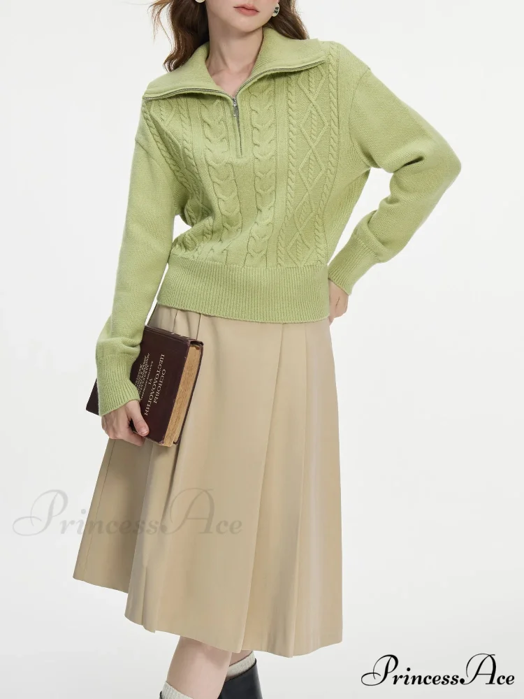 Wool V-neck Stylish Pullover Two Color Sweater - Image 2