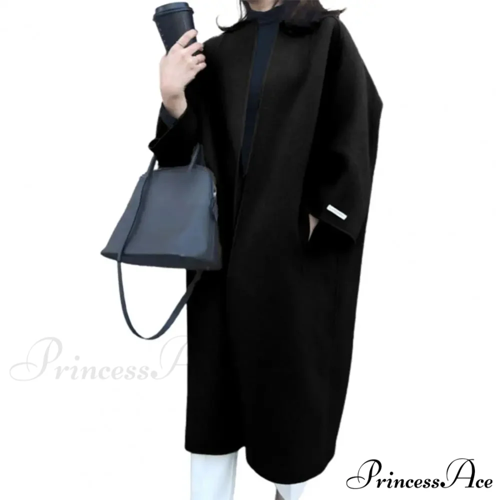 Woolen Sweater Monochrome Lengthy Overcoat - Image 3