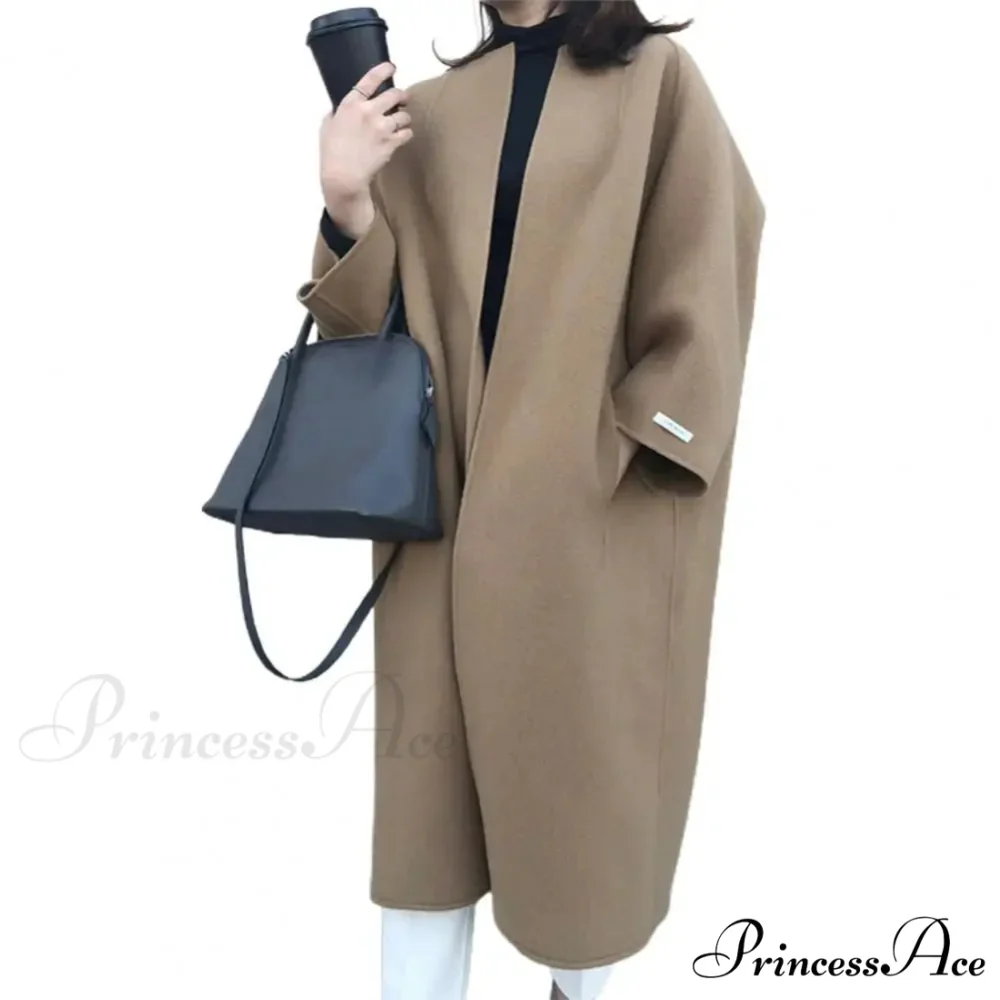 Woolen Sweater Monochrome Lengthy Overcoat - Image 5