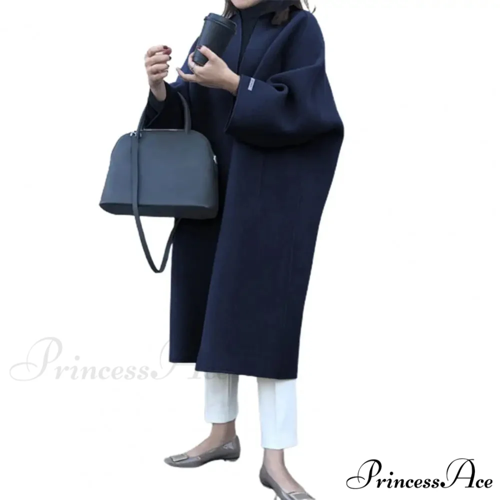 Woolen Sweater Monochrome Lengthy Overcoat - Image 6
