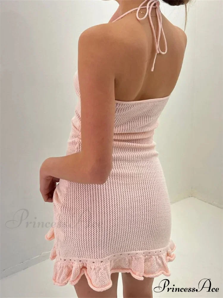 Woven Blossom Frilled Mini Dress - Image 3