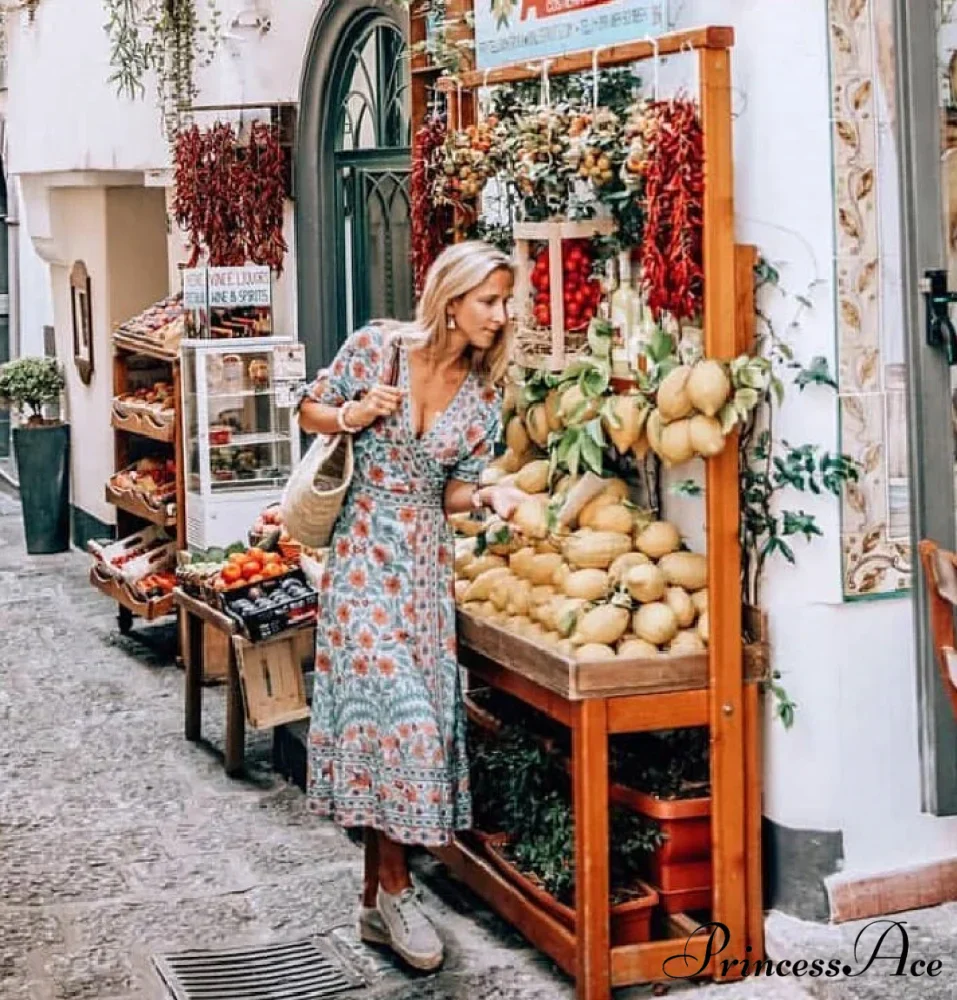 Wrap Golden Floral Bohemian Dress - Image 5